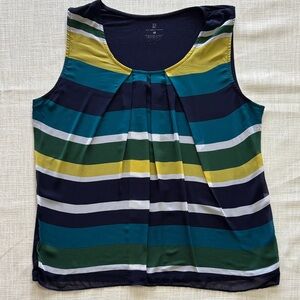 New York & Company Striped Tank Top - Navy, Green, Yellow